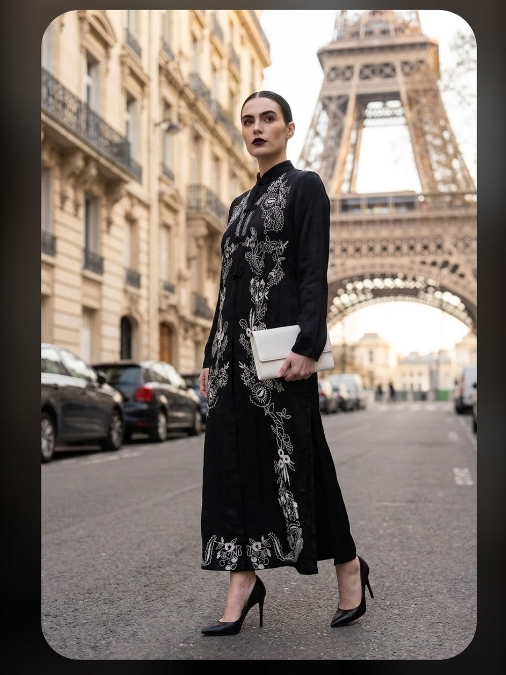 Honey Punch Black Embroidered Kimono